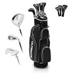 ULTIMATE Women's Complete Golf Club Set, Right Handed Ladies Golf Clubs Set w/ 460cc Alloy #1 Driver, #3 Fairway Wood, #4 Hybrid, #6/#7/#8/#9/#P Irons & Putter (Dark w/Bag)