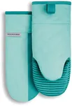 KitchenAid Beacon Two-Tone Non-Slip Oven Mitt Set, Aqua Sky, 5.75"x13", 2 Piece