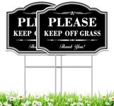 2 Pack Keep Off Grass Sign, 12"X9" Corrugated Plastic Double Sided with Metal Wire H-Stakes- Stay Off Grass Signs, Keep Dogs Off Sign for Lawn