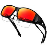 KANASTAL Men Women Sports Sunglasses Polarized Lens with UV400 Protection Rectangular Frame Wraparound Fit Over Glasses for Sport Driving Hiking Cycling