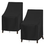 SunPatio Outdoor High Back Chair Covers Waterproof, 2 Pack Stackable Patio Chair Covers with Windproof Straps, Outdoor Patio Furniture Covers All Weather Protection, 27" x 30" x 42", Black