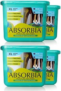 Absorbia Moisture Absorber XL with Activated Charcoal | Pack of 4 (450 g X 4 boxes) | 1L Absorbs|Dehumidifier for Rooms & Wardrobes|Fights Against Moisture, Mould, Fungus…