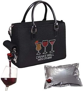 Primeware Insulated Drink Purse w/ 3L Bladder Bag | Thermal Hot and Cold Storage | Portable Drinking Dispenser for Wine, Cocktails, Beer, Alcohol | PU Leather Finish (Drink Well)