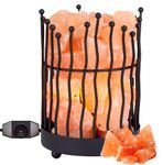 Giggi Black Metal Salt Lamp Basket with Pure Himalayan Salt Chunks Dimmer Switch Himalayan Rock Salt Lamp Ideal for Night Light Room Decor Desk Lamp Air Purifier Bedside Lamp Table Lamp