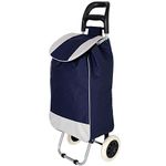 KRISHYAM Fabric Foldable Shopping Trolley Cart With Wheels&Removable Bag With 2 Wheels For Groceries, Fruits&Vegetables Cart/Basket (Navy Blue)