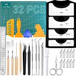 32Pack Vinyl Weeding Tools with T-Shirt Alignment Ruler Kit, Weeding Tools for Vinyl, Vinyl Weeding Tools Kit for Weeding Vinyl, DIY Art & Craft, Silhouettes, Cameos, Cutting, Scrapbook