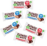 Flower & White Vegan Meringue Bar Taster Pack (20 Pack) - Low Calorie, Vegan, Gluten-Free, Under 100 Calories Per Bar, Natural Flavours & Ingredients, 2 Flavours, 20 x 20g (Packaging may vary)