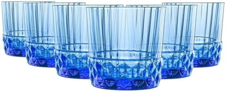 Bormioli Rocco America 20s Double Old Fashioned Glass, 370 ml Capacity, Sapphire Blue (Pack of 6)