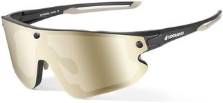 Odoland Polarized Magnetic Sports Sunglasses, Black Frame Plated Gold Lense, Replaceable Grey Lense and Night Vision Lense for Men Women Adult for Riding Driving Fishing