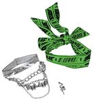 Disguise Women's Billie Eilish Headband & Jewelry Kit Costume Accessories, 4 Piece Set, Green & Silver, Adult Size, Green & Silver, Adult Size