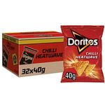 Doritos Chilli Heatwave Vegetarian Tortilla Chips, Perfect for Snacking 40g (Case of 32)