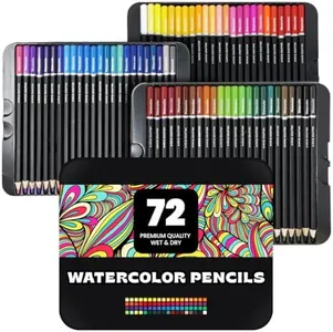 HIPPIE CRAFTER Watercolor Colored Pencils for Adult Coloring Professional 72 Bulk Pencil Set Water Color Pencils Painting Art for Artists & Beginners Drawing Watercolor Pencils