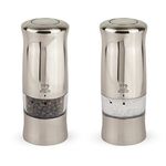 Peugeot - Zeli Electric Salt & Pepper Mill Set - Adjustable Grinders - Battery Powered - LED Light, Plastic with Brushed Metal Finish, 14 cm