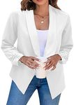 GRASWE Lady's Casual Long Sleeve Blazers Oversized Office Plain Jacket Blazers Pure White M