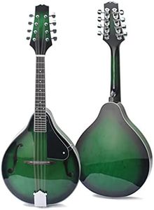 generic Mandolin Instrument Basswood 8 String A Style Mandolin Adjustable Bridge Fretboard Mandoline for Beginners Music Lover Gift Green