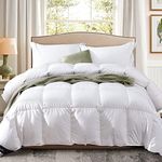 Globon Goose Down Comforter King Size All Season Duvet Insert Ultra-Soft 100% Cotton, 45OZ,650 Fill Power, Medium Warmth Hypoallergenic with Corner Tabs, White.…