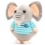 Storio Soft Animal Plush Elephant Toy 20cm, Grey and Blue