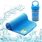 YQXCC Cooling Towels Ice Towel 120 x 30 cm Gym Microfibre Towel for Men or Women Ice Cold Towels for Yoga Gym Travel Camping Golf Football & Outdoor Sports (blue-1)