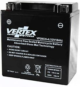Vertex VP20CH-4 Sealed AGM Motorcycle/Powersport Battery, 12V, 18Ah, CCA (-18) 270, Replaces: YTX20-BS. Perfect battery for Motorcycle, ATV's, Personal Watercraft and Snowmobiles.
