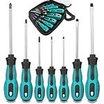 7pcs Screwdriver Set- Heavy Duty Chrome Vanadium Steel Made, Magnetic Screwdriver with 3 Flat & 4 Cross Head, Durable Hand Tools in Case