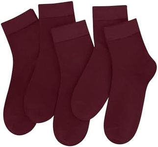 SERISIMPLE Women Thin Viscose Bamboo Socks Crew Lightweight Above Ankle Casual Dress Sock For Ladies Bootie Trouser 5 Pairs (US, Alpha, Medium, Regular, Regular, Angola Red)