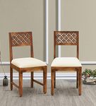 Vivek Wood Sheesham Wood Dining Chairs for Dining Room Table, Rustic Teak Finish, Set of 2