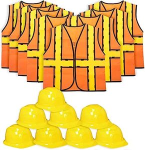 Tigerdoe Kids Party Dress Up - 8 Hats with 8 Vests- Construction Party - Birthday Favors