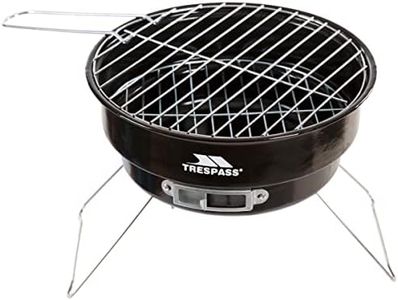 Trespass Barby Barbecue 2 Grill Level Portable BBQ Set for Camping Outdoor Garden Festivals with Handle and Removable Legs - Black, 24 x 27 x 27 cm