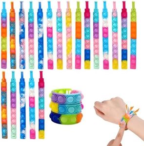 Wekuw Braccialetto Bambini, 20 Pezzi Braccialetto Pop Giocattoli Braccialetti Pop it Fidget Toys Braccialetti Silicone Braccialetti Bambini per Feste Gadget