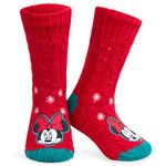 Disney Stitch Fluffy Socks for Women and Teenagers Soft Warm Slipper Socks Non Slip One Size Lounge Wear Gifts for Women (Red Minnie)