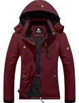 GEMYSE Women's Mountain Waterproof Ski Snow Jacket Winter Windproof Rain Jacket （Pure Wine Red,Small)