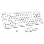 PINKCAT Rechargeable Wireless Keyboard and Mouse Combo, 2.4G Ultra-Thin Compact Round Keys Sleek Design Keyboard with Number Pad, Slim Silent Travel Mouse for Laptop, Mac/iMac, PC, Computer -White