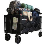 MoverX 150L Festival Trolley on Wheels, Folding Wagon, Portable Camping Cart, Collapsible Foldable Trolly for Beach Outdoor Garden Picnic Shopping Fishing, Adjustable Handle, Black