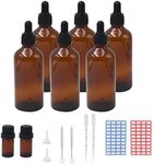 Reyshin 100ml Glass Dropper Bottles, 6 Pack Amber Glass Bottle with Dropper Pipettes Refillable Sample Dropper Bottle for Essential Oil Massage Aromatherapy Eye Drops (100ml amber)