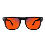 Sleepaxa AstroLuxe Jet Black Blue Block Amber Glasses for Sleep, Anti-Eye Strain and Light Sensitivity- Men and Women