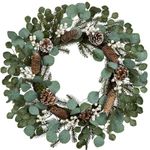 Arborus Christmas Front Door Wreaths, 24Inch/61cm Large Christmas Outdoor Wreaths with Pine Cones Eucalyptus Leaves for Xmas Winter Holiday Farmhouse Home Wall Hanging Decor