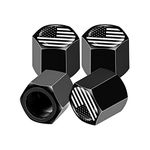 Ajxn 4 PCS B&W American Flag Car Wheel Tire Valve Stem Caps Airtight Dust Proof Covers Universal Tire Air Valve Caps for Cars, Trucks, Bicycles (Black)