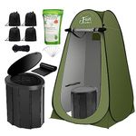 FUN ESSENTIALS Portable Toilet Kit For Adults, Pop Up Privacy Tent, X Large Camping Folding Toilet, 12 Toilet bags, 12 pack Liquid Waste Gel, Washable Foldable For Travel,RV,Outdoor