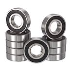 HiPicco R12-2RS Deep Groove Ball Bearings, ID 3/4" x OD 1-5/8" x Width 7/16" Double Rubber Sealed Ball Bearing Pre-Lubricated Chrome Steel Z2 Lever 10pcs