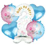 Rozi Decoration Boy Or Girl Foil Balloons For Baby Shower Decoration Items Set Of 5 Pcs Question Mark Boy Or Girl Foil Balloon, Baby Shower Balloons Decoration Kit,Multicolor