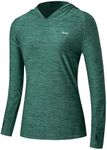 Willit Women's UPF 50+ Sun Protection Hoodie SPF Shirt long sleeve Hiking Fishing Outdoor Shirt Lightweight Hoodie Slubby Dark Green S