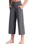 Women's Yoga Lounge Capri Pants High Waist Walking Crop Pants (Dark Grey, X-Large)