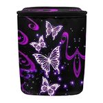 chaqlin Purple Butterfly Car Trash Bin Car Trash Can Bags Hanging Accessories Trash Can Storage Bag for Women Girly Cute Butterfly Car Trash Can with Lid Collapsible Reusable Car Trash Bin