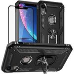 for iPhone XR Case, iPhone XR Phone Case with Screen Protector, Yiakeng Military Grade Protective Cases with Ring for iPhone XR (Black)