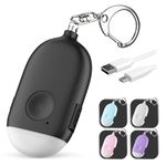 Rechargeable Self Defense Keychain Alarm ââ‚¬â€œ 130 dB Loud Emergency Personal Siren Ring with LED Light ââ‚¬â€œ SOS Safety Alert Device Key Chain for Women, Kids, Elderly, and Joggers by WETEN (Black)