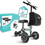 Helavo Knee Scooter with Puncture-Proof, Flat-Free Solid Rubber Tires - Foldable Knee Scooter for Broken Ankle, Foot or Lower Leg Injuries, Compact Crutches Alternative with 2 Knee Pads Included