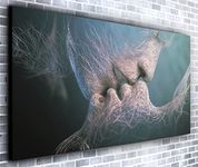 Touching Lips Wall Décor Panoramic Canvas Wall Art Print Framed XXL 55 inch x 24 inch Over 4.5 ft Wide x 2 ft High Ready to Hang Canvas Print - Landscape Photograph - Modern Art