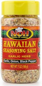 NOH Hawaiian Seasoning Salt, 7 Oz Shaker Bottle (Pack of 1) - No MSG Garlic Herb Blend - Authentic Salt Seasoning with Garlic Herb, Onion & Black Pepper - Ideal for Meat, Poultry, Seafood, BBQ & More
