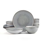 Pfaltzgraff Arlie Gray 12 Piece Dinnerware Set, Service for 4, Gray