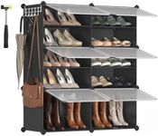 SONGMICS Shoe Rack, 6 Cubes Shoe Organizer with Doors, 24 Pair Plastic Shoe Storage Cabinet, for Bedroom, Entryway, Steel Frame, Plastic Panel, Black ULPC033B01